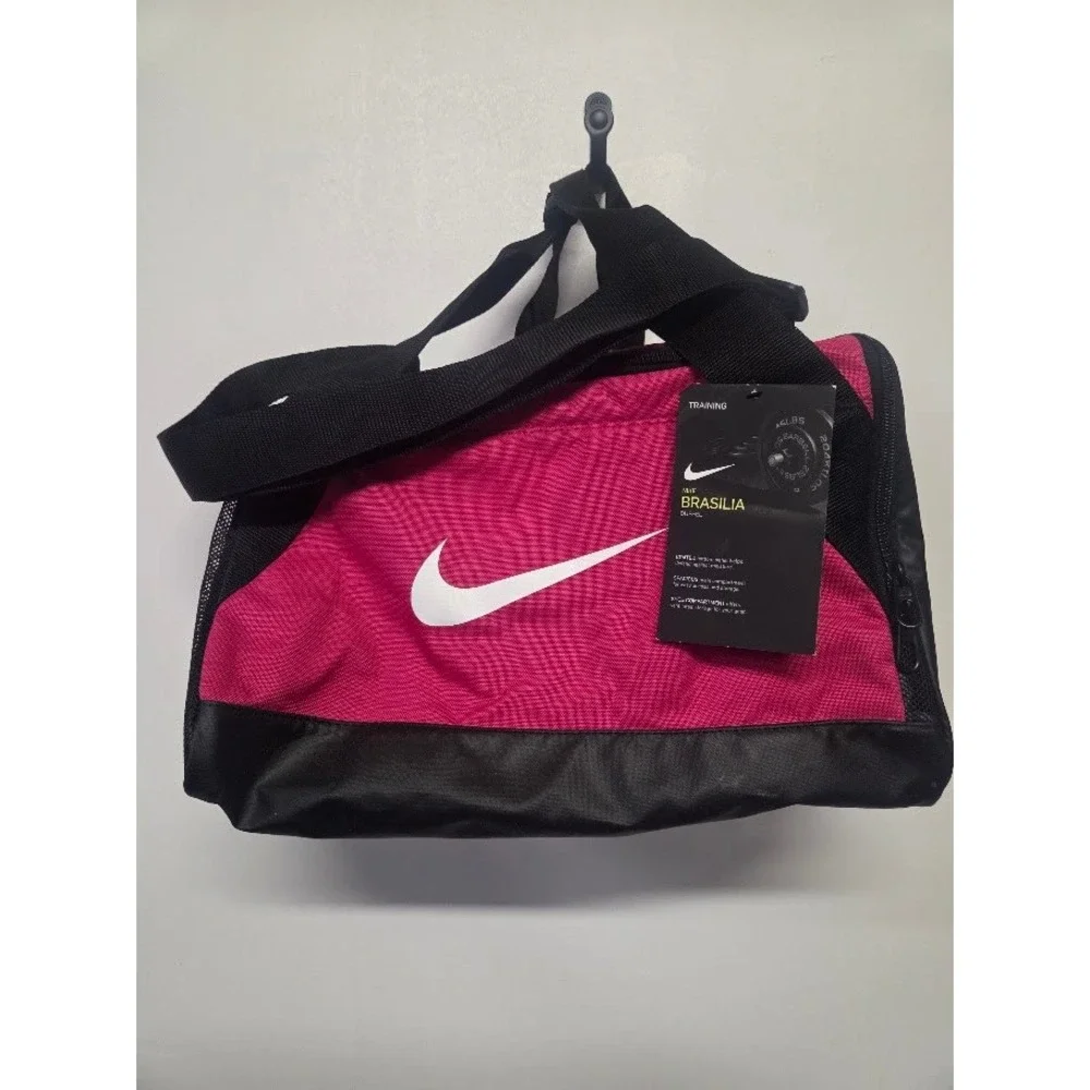 Nike Brasilia Training Duffel Bag XS Pink Black BA5432-644 Shoe Compartment NWT